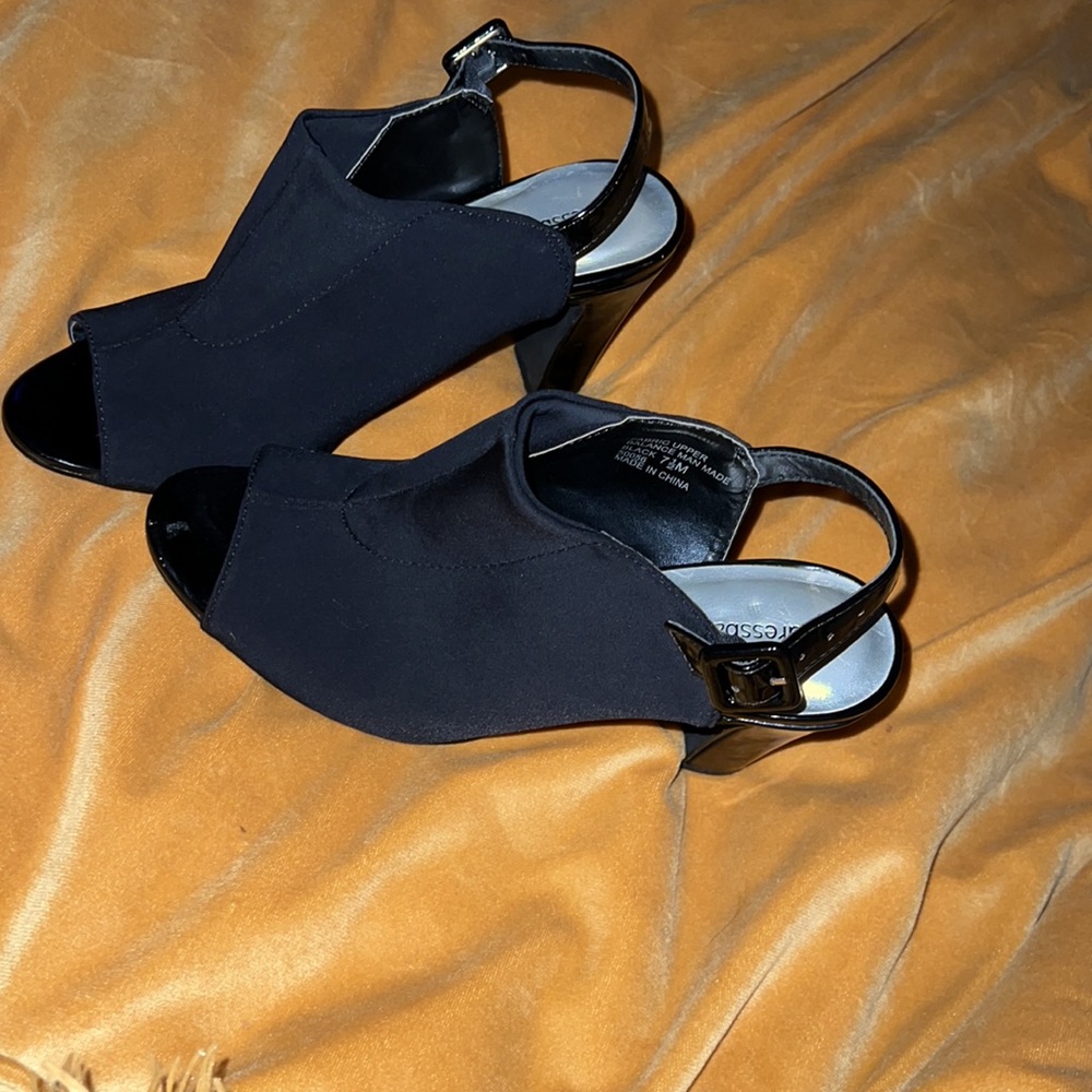 Dress Barn peep toe heels stretch sling back